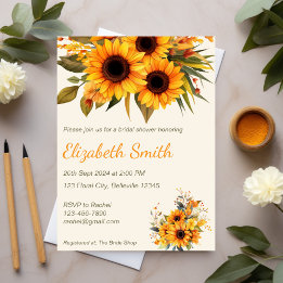 Rustic Sunflower Bridal Shower Invitation