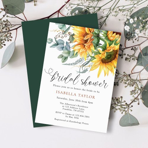 Rustic Sunflower Bridal Shower Invitation