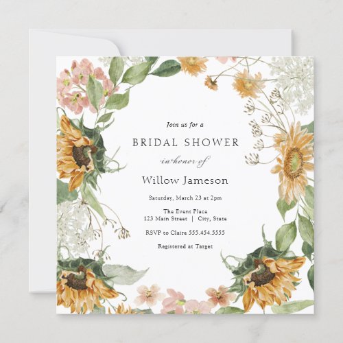 Rustic Sunflower Bridal Shower Invitation