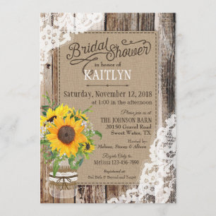 Rustic Sunflower Bridal Shower Invitation