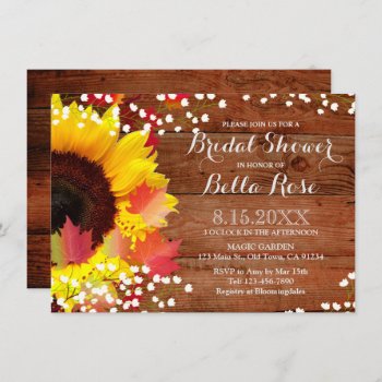 Rustic Sunflower Bridal Shower Invitation Card by FancyMeWedding at Zazzle