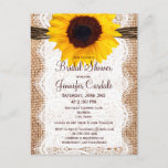 Rustic Sunflower Bridal Shower Invitation Postcard at Zazzle