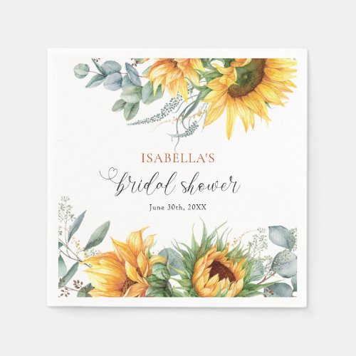 Rustic Sunflower Bridal Shower Napkins