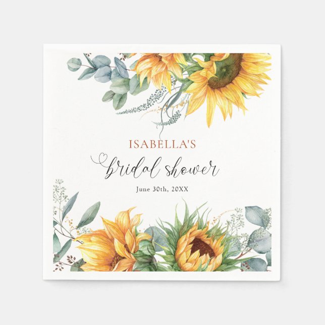 Rustic Sunflower Bridal Shower Napkins (Front)