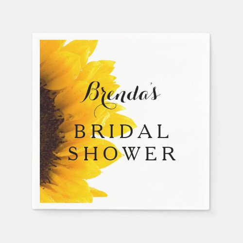 Rustic Sunflower  Bridal Shower Paper Napkins