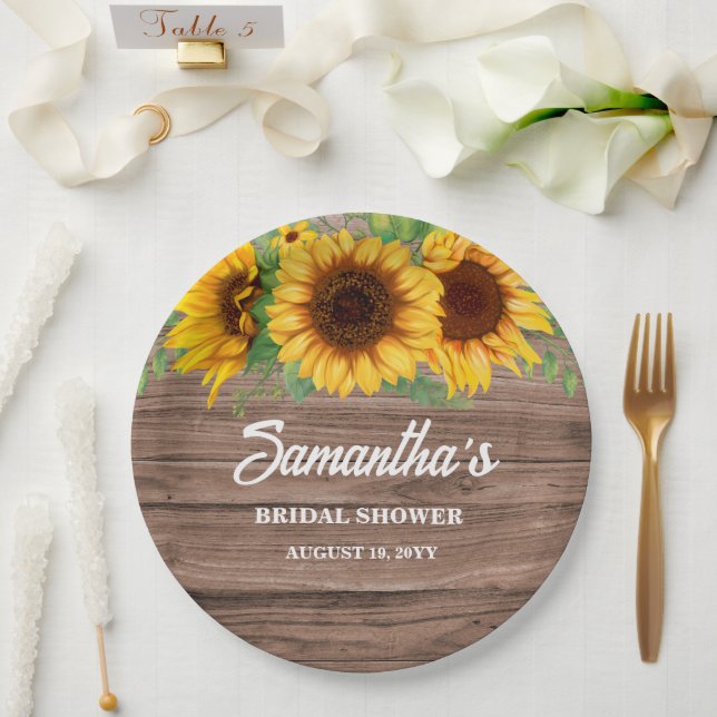 Rustic Sunflower Bridal Shower  Paper Plates (Wedding)