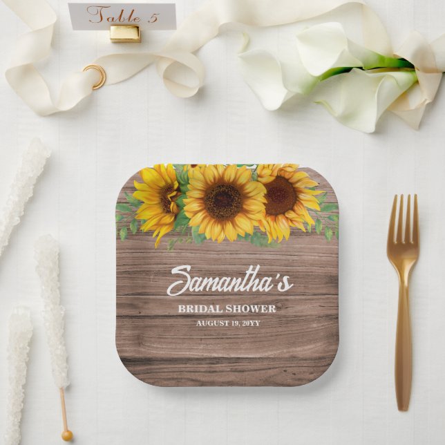 Rustic Sunflower Bridal Shower  Paper Plates (Wedding)