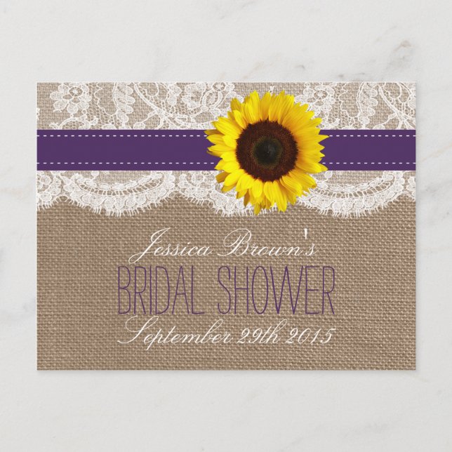 Rustic Sunflower Bridal Shower Recipe Cards (Front)