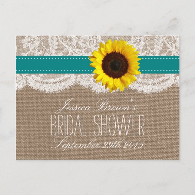 Rustic Sunflower Bridal Shower Recipe Cards (Front)