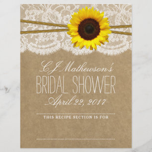 Rustic Sunflower Bridal Shower Recipe Dividers