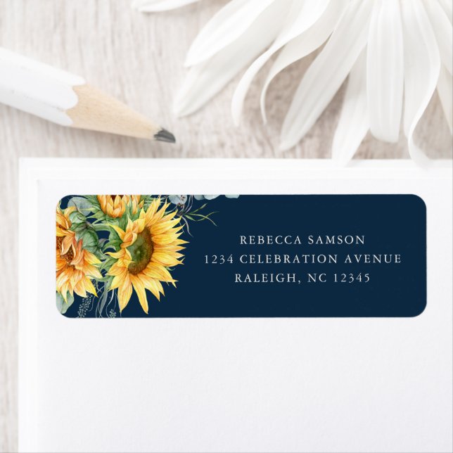 Rustic Sunflower Bridal Shower Return Address Label (Insitu)
