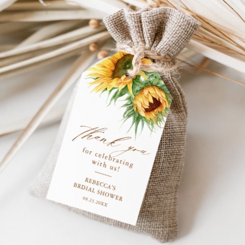 Rustic Sunflower Bridal Shower Thank You Favor  Gift Tags