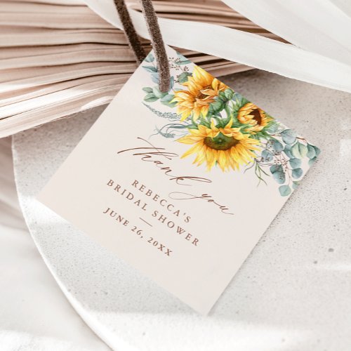 Rustic Sunflower Bridal Shower Thank You Favor Tags