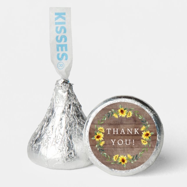 Rustic Sunflower Bridal Shower Thank You Hershey®'s Kisses® (Front)