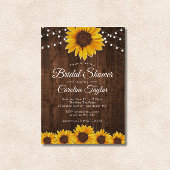 Rustic Sunflower Bridal Shower with String Lights Invitation