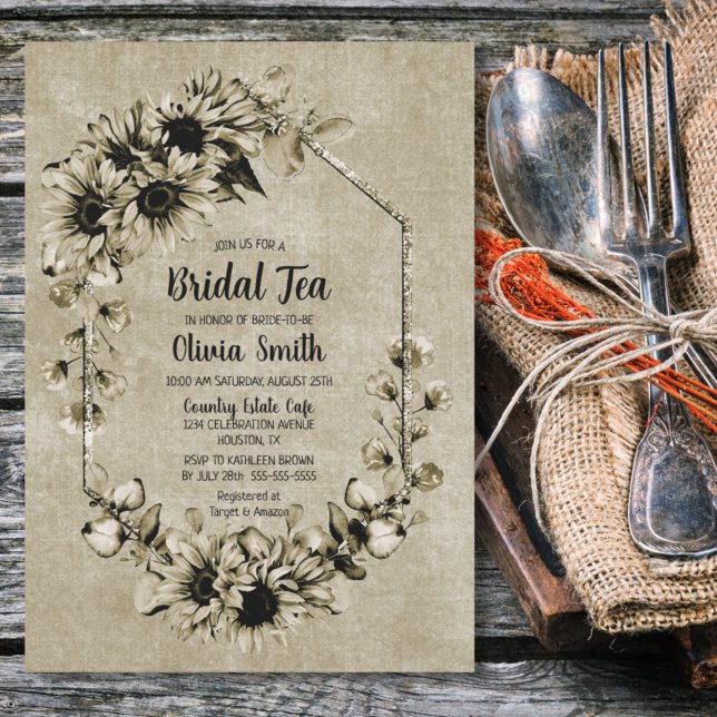 Rustic Sunflower Bridal Tea Invitation (Creator Uploaded)
