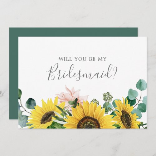 Rustic Sunflower Bridesmaid Proposal Card