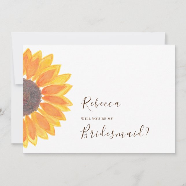 Rustic Sunflower Bridesmaid Proposal Invitation (Front)