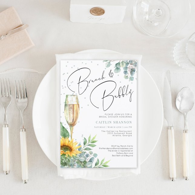 Rustic Sunflower Brunch and Bubbly Bridal Shower Invitation (Creator Uploaded)
