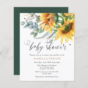 Rustic Sunflower Budget Baby Shower Invitation
