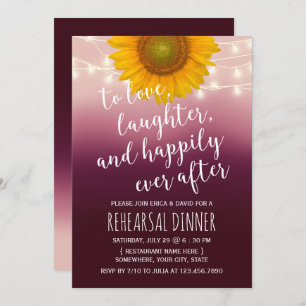 Rustic Sunflower Burgundy Red Rehearsal Dinner Invitation