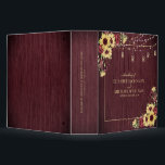 Rustic Sunflower Burgundy Wood Floral Wedding 3 Ring Binder<br><div class="desc">Create the perfect wedding memories with this warm,  trendy sunflower and burgundy watercolor floral photo album,  featuring a burgundy wood background,  sweet string lights and hand lettered script typography. Contact designer for matching products. Copyright Elegant Invites,  all rights reserved.</div>