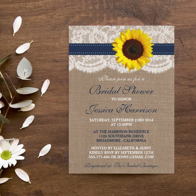 Rustic Sunflower, Burlap & Lace Bridal Shower Invitation (Creator Uploaded)