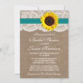Rustic Sunflower, Burlap & Lace Bridal Shower Invitation (Front)
