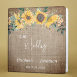 Rustic Sunflower Burlap Wedding Country 3 Ring Binder<br><div class="desc">This design may be personalized in the area provided by changing the photo and/or text. Or it can be customized by choosing the click to customize further option and delete or change the color of the background, add text, change the text color or style, or delete the text for an...</div>