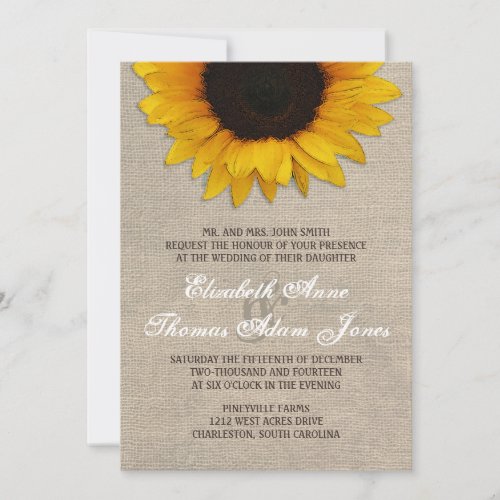 Rustic Sunflower &amp; Burlap Wedding Invitation