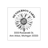 Rustic Sunflower Business Name Rubber Stamp