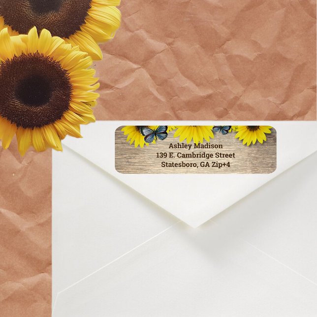 Rustic Sunflower Butterflies Label (Creator Uploaded)