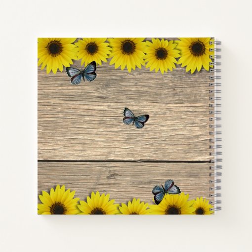 Rustic Sunflower Butterfly Baby Shower Guest Book Zazzle