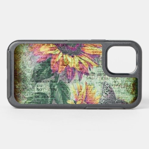 Rustic Sunflower Butterfly Bold Ephemera OtterBox Symmetry iPhone 12 Case