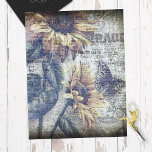 Rustic Sunflower Butterfly Ephemeral Decoupage Tissue Paper