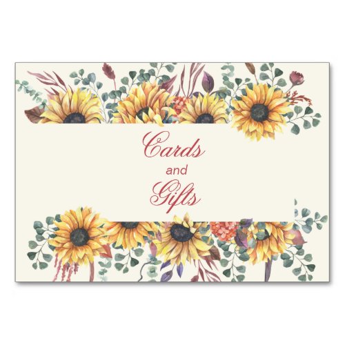 Rustic Sunflower Cards and Gifts Table Sign