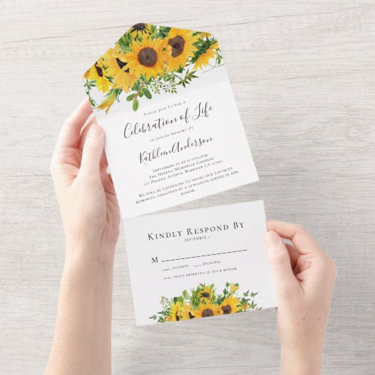 Rustic Sunflower Celebration of Life All In One Invitation | Zazzle.com