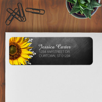 Rustic Sunflower Chalkboard Address Label by reflections06 at Zazzle