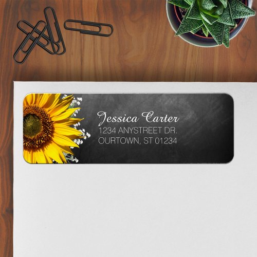 Rustic Sunflower Chalkboard Address Label