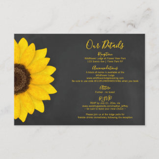rustic sunflower chalkboard country wedding enclosure card