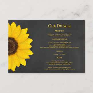 rustic sunflower chalkboard country wedding enclosure card