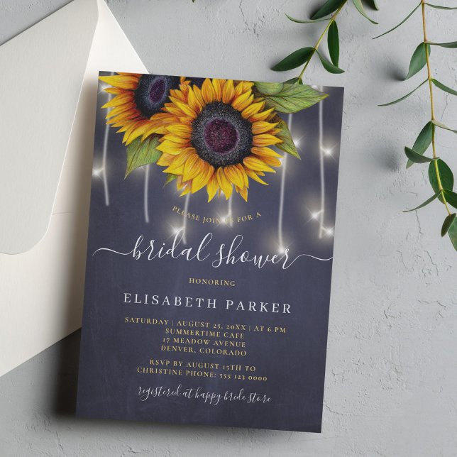 Rustic sunflower chic script bridal shower invitation (Creator Uploaded)