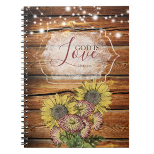 Rustic Sunflower Christian Journal Notebook