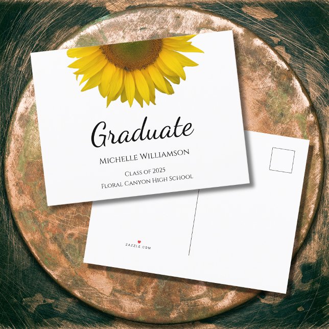 Rustic Sunflower Class of 2025 Graduation  Announcement Postcard (Creator Uploaded)