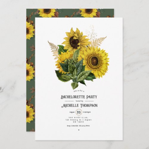 Rustic Sunflower Country Barn Bachelorette Party Invitation