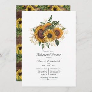 Rustic Sunflower Country Barn Rehearsal Dinner Invitation