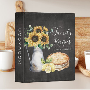 Rustic Sunflower Country Black Family Recipe Mini Binder