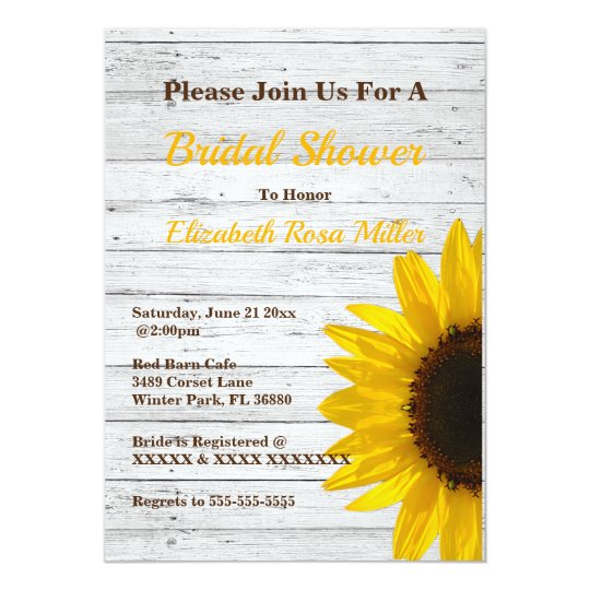 Rustic Sunflower Country Bridal Shower Invitation Zazzle Com