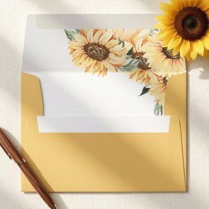 Rustic Sunflower Country Chic Wedding Envelope