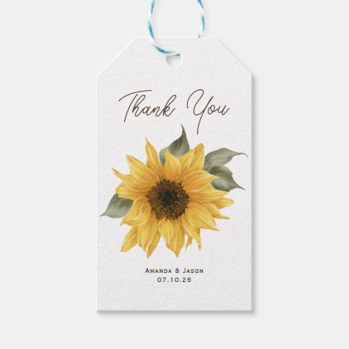 Rustic Sunflower Country fall wedding favor Gift Tags